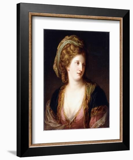 Portrait of the Artist, Bust Length, Wearing a Pink Dress and a Gold Embroidered Blue Robe, 1767-Angelica Kauffmann-Framed Giclee Print