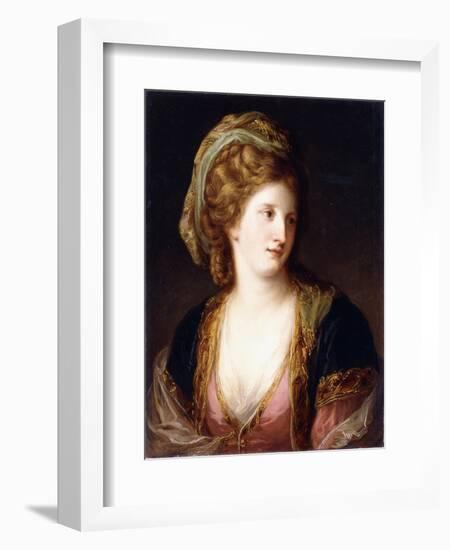 Portrait of the Artist, Bust Length, Wearing a Pink Dress and a Gold Embroidered Blue Robe, 1767-Angelica Kauffmann-Framed Giclee Print