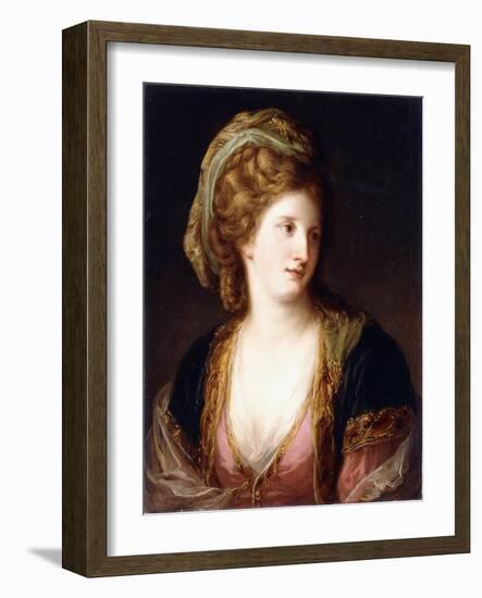 Portrait of the Artist, Bust Length, Wearing a Pink Dress and a Gold Embroidered Blue Robe, 1767-Angelica Kauffmann-Framed Giclee Print