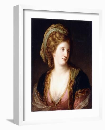 Portrait of the Artist, Bust Length, Wearing a Pink Dress and a Gold Embroidered Blue Robe, 1767-Angelica Kauffmann-Framed Giclee Print