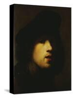 Portrait of the Artist, Head and Shoulders, in a Black Beret and a Gorget-Rembrandt van Rijn-Stretched Canvas