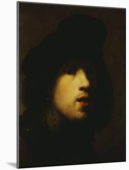 Portrait of the Artist, Head and Shoulders, in a Black Beret and a Gorget-Rembrandt van Rijn-Mounted Giclee Print