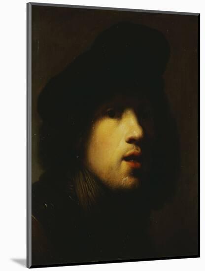 Portrait of the Artist, Head and Shoulders, in a Black Beret and a Gorget-Rembrandt van Rijn-Mounted Giclee Print