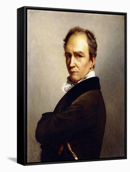 Portrait of the Artist Holding a Stylus-Francois Joseph Navez-Framed Stretched Canvas