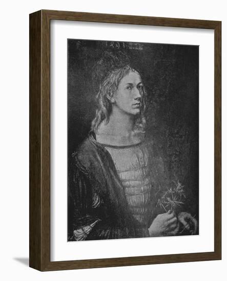 'Portrait of the artist holding a thistle', 1493, (1906)-Albrecht Durer-Framed Giclee Print