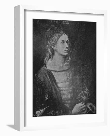 'Portrait of the artist holding a thistle', 1493, (1906)-Albrecht Durer-Framed Giclee Print