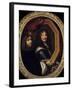 Portrait of the Artist Holding the Portrait of a Military by Charles Le Brun-null-Framed Giclee Print