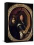 Portrait of the Artist Holding the Portrait of a Military by Charles Le Brun-null-Framed Stretched Canvas