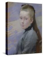 Portrait of the Artist's Daughter (Oil on Canvas)-Paul Albert Besnard-Stretched Canvas