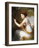 Portrait of the Artist's Daughter, Seated Three-Quarter Length, Playing a Guitar, C.1797-Elisabeth Louise Vigee-LeBrun-Framed Giclee Print