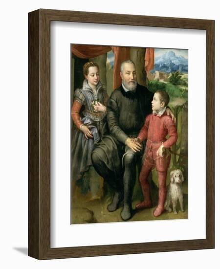 Portrait of the Artist's Family, Minerva Amilcare and Asdrubale, 1559-Sofonisba Anguisciola-Framed Giclee Print