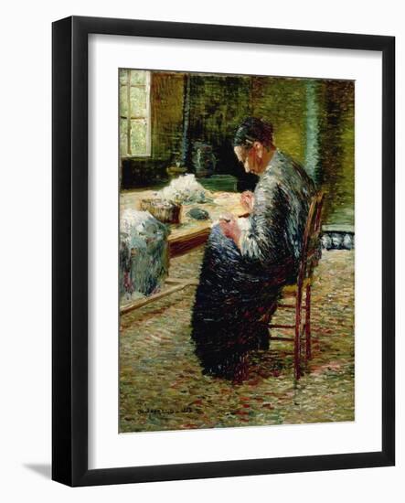 Portrait of the Artist's Mother Sewing, 1885-Charles Angrand-Framed Giclee Print