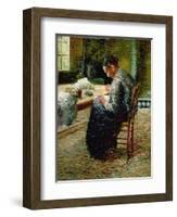 Portrait of the Artist's Mother Sewing, 1885-Charles Angrand-Framed Giclee Print