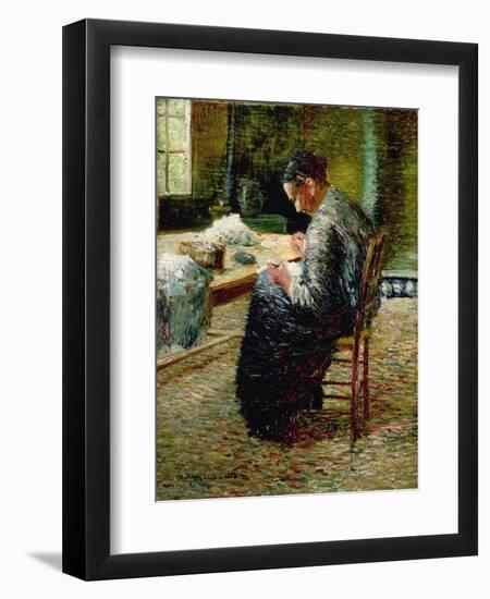 Portrait of the Artist's Mother Sewing, 1885-Charles Angrand-Framed Giclee Print