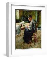 Portrait of the Artist's Mother Sewing, 1885-Charles Angrand-Framed Giclee Print