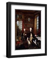 Portrait of the Artist's Son with His Teacher-Jacques De Lajoue-Framed Giclee Print