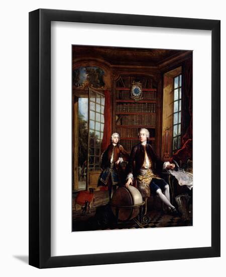 Portrait of the Artist's Son with His Teacher-Jacques De Lajoue-Framed Giclee Print