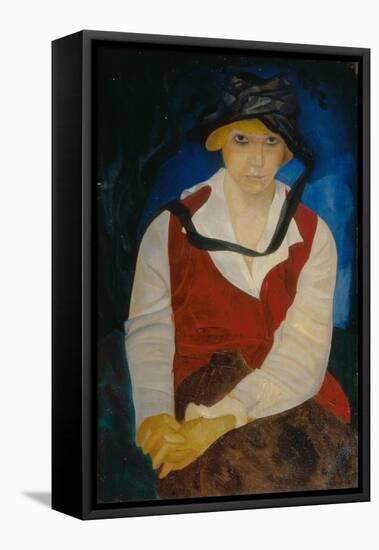 Portrait of the Artist's Wife, 1917-Boris Dmitryevich Grigoriev-Framed Stretched Canvas