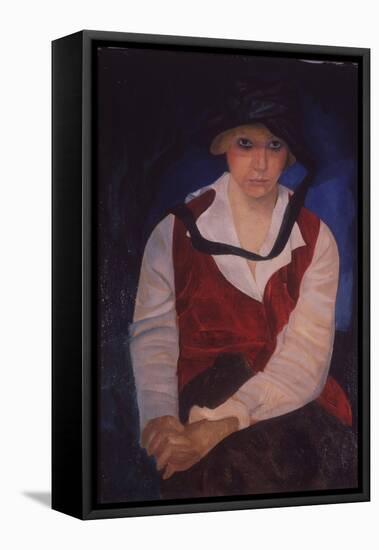 Portrait of the Artist's Wife, 1917-Boris Dmitryevich Grigoriev-Framed Stretched Canvas