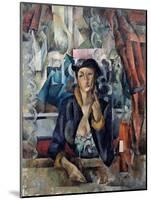 Portrait of the Artist's Wife in a Cafe, 1919-Aleksandr Aleksandrovich Osmerkin-Mounted Giclee Print