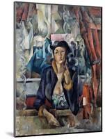 Portrait of the Artist's Wife in a Cafe, 1919-Aleksandr Aleksandrovich Osmerkin-Mounted Giclee Print