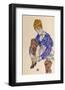 Portrait of the Artist’s Wife Seated, Holding Her Right Leg-Egon Schiele-Framed Art Print