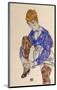 Portrait of the Artist’s Wife Seated, Holding Her Right Leg-Egon Schiele-Mounted Art Print