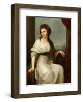 Portrait of the Artist, Seated Three-Quarter Length in a White Dress and Green Shawl-Angelica Kauffmann-Framed Giclee Print