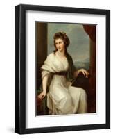 Portrait of the Artist, Seated Three-Quarter Length in a White Dress and Green Shawl-Angelica Kauffmann-Framed Giclee Print