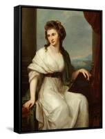 Portrait of the Artist, Seated Three-Quarter Length in a White Dress and Green Shawl-Angelica Kauffmann-Framed Stretched Canvas