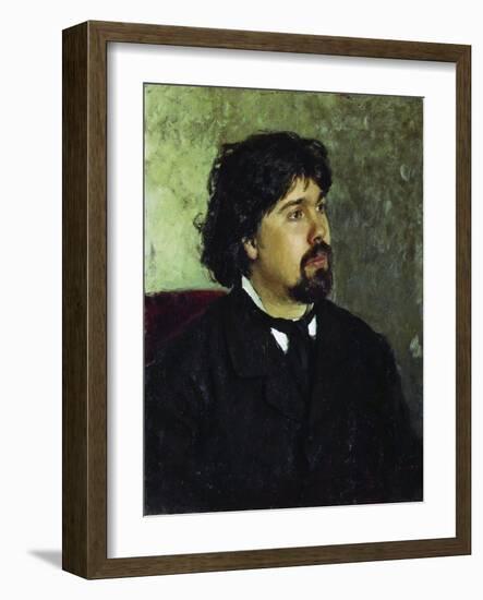 Portrait of the Artist Vasily Surikov, (1848-191), 1885-Ilya Yefimovich Repin-Framed Giclee Print