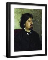 Portrait of the Artist Vasily Surikov, (1848-191), 1885-Ilya Yefimovich Repin-Framed Giclee Print