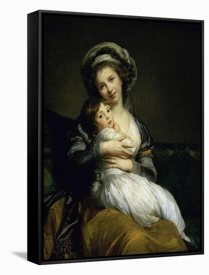 Portrait of the Artist with Her Daughter-Elisabeth Louise Vigee-LeBrun-Framed Stretched Canvas