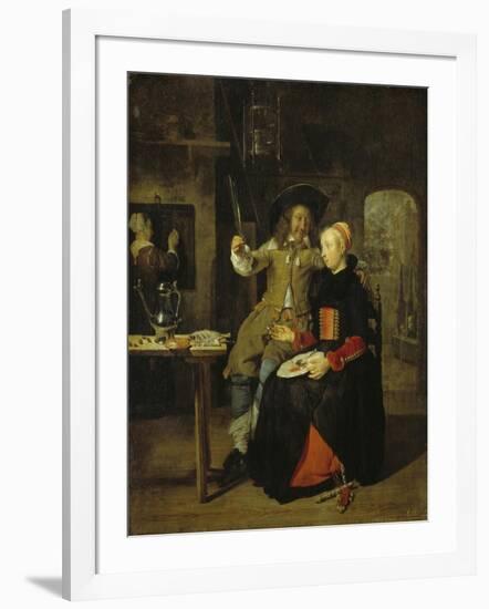 Portrait of the Artist with His Wife Isabella De Wolff in a Tavern, 1661-Gabriel Metsu-Framed Giclee Print