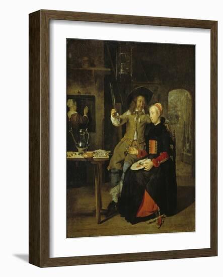 Portrait of the Artist with His Wife Isabella De Wolff in a Tavern, 1661-Gabriel Metsu-Framed Giclee Print