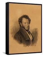 Portrait of the Author Alexander S. Pushkin (1799-183), 1827-Joseph Vivien-Framed Stretched Canvas