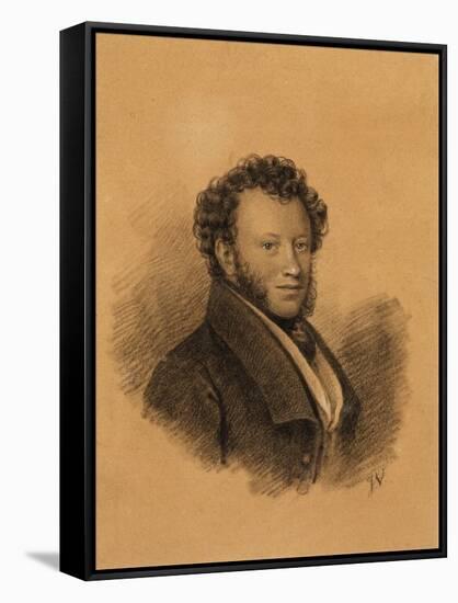 Portrait of the Author Alexander S. Pushkin (1799-183), 1827-Joseph Vivien-Framed Stretched Canvas