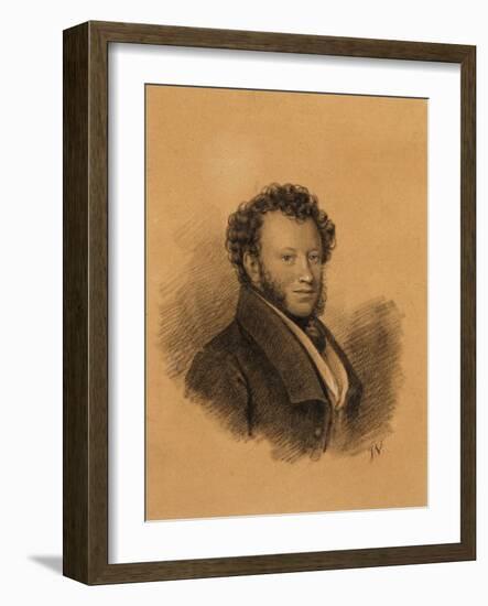 Portrait of the Author Alexander S. Pushkin (1799-183), 1827-Joseph Vivien-Framed Giclee Print