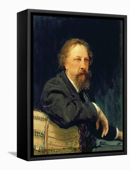 Portrait of the Author Count Alexey K. Tolstoy-Ilya Efimovich Repin-Framed Stretched Canvas