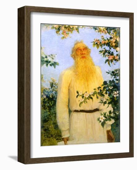 Portrait of the Author Leo N Tolstoy, 1912-Il'ya Repin-Framed Giclee Print