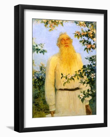 Portrait of the Author Leo N Tolstoy, 1912-Il'ya Repin-Framed Giclee Print