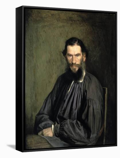 Portrait of the Author Leo Tolstoy-Ivan Nikolaevic Kramskoj-Framed Stretched Canvas