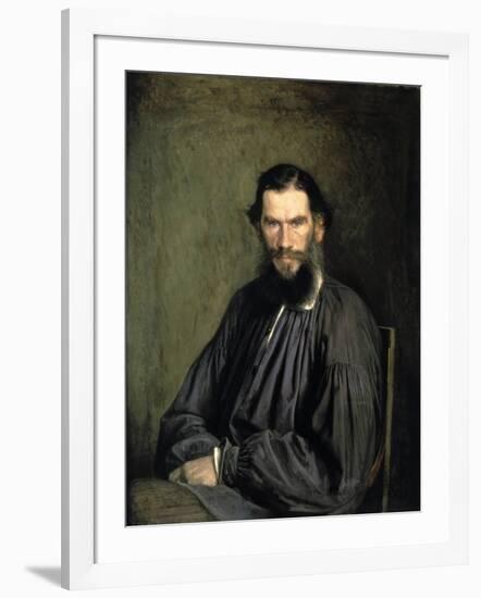 Portrait of the Author Leo Tolstoy-Ivan Nikolaevic Kramskoj-Framed Giclee Print