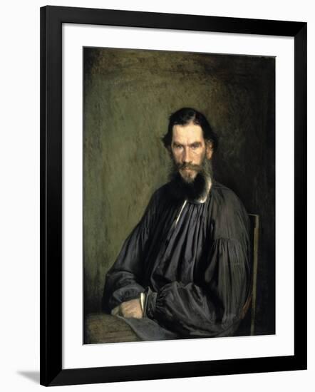 Portrait of the Author Leo Tolstoy-Ivan Nikolaevic Kramskoj-Framed Giclee Print