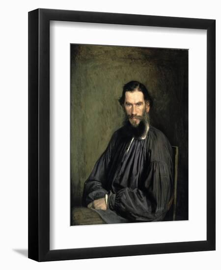 Portrait of the Author Leo Tolstoy-Ivan Nikolaevic Kramskoj-Framed Giclee Print