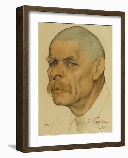 Portrait of the Author Maxim Gorky (1868-193), 1921-Nikolai Andreevich Andreev-Framed Giclee Print