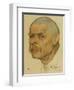 Portrait of the Author Maxim Gorky (1868-193), 1921-Nikolai Andreevich Andreev-Framed Giclee Print