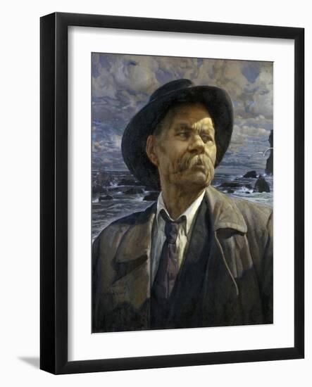 Portrait of the Author Maxim Gorky (1868-193), 1936-Isaak Izrailevich Brodsky-Framed Giclee Print