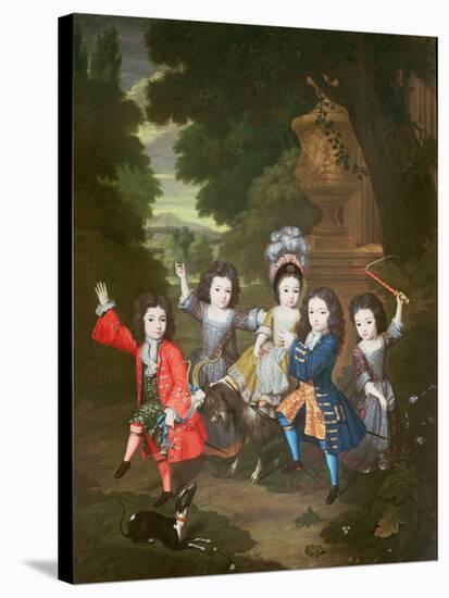 Portrait of the Children of Francisco Lopez-Suasso-Constantin Netscher-Stretched Canvas