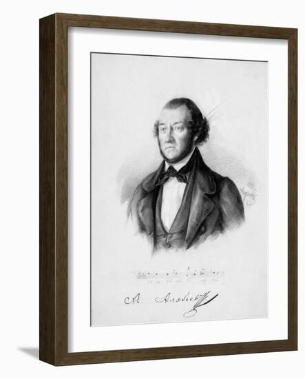 Portrait of the Composer Alexander Aleksandrovich Alyabyev (1787-185), 1844-Pavel Andreevich Andreev-Framed Giclee Print